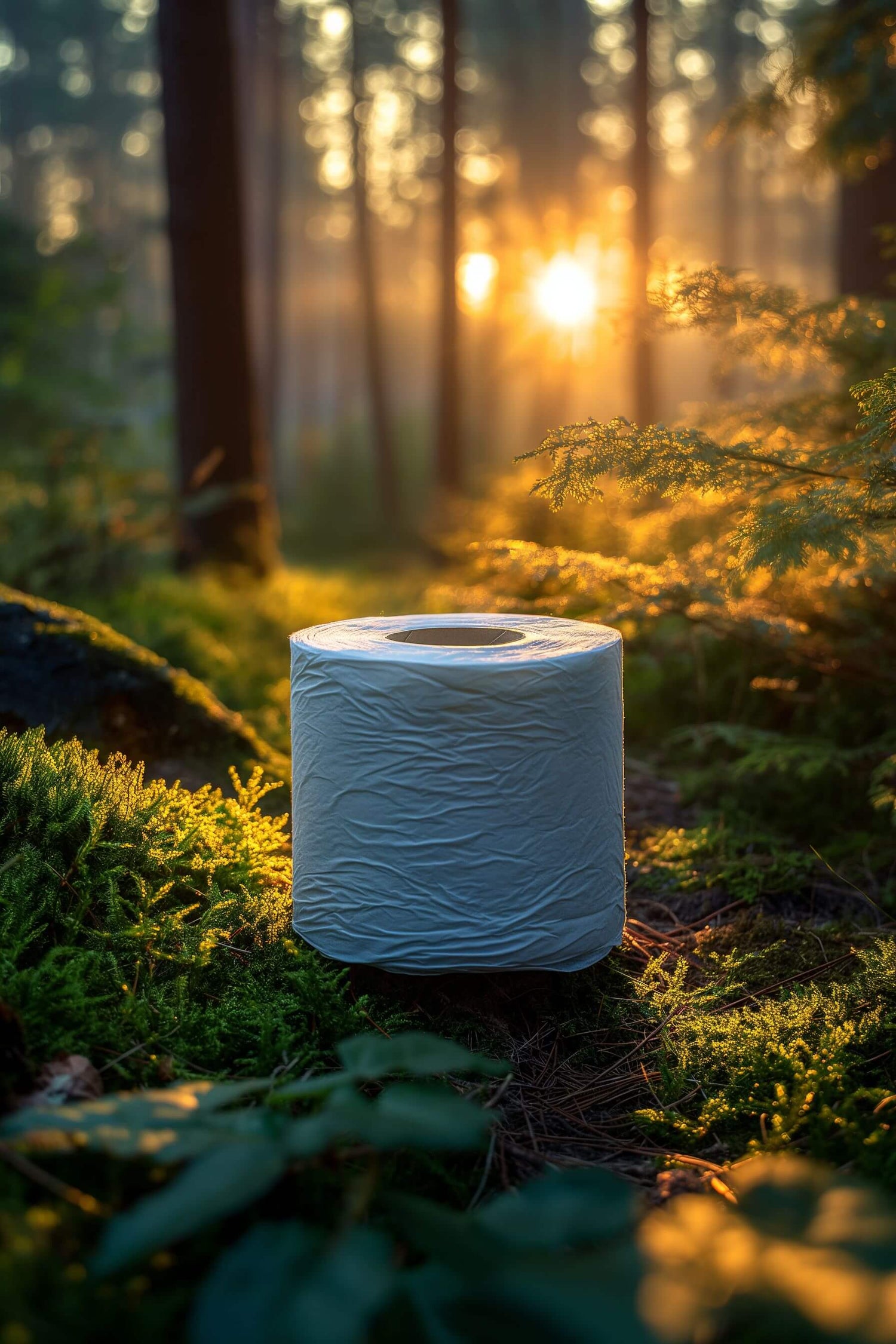 Toilet paper roll in the forrest